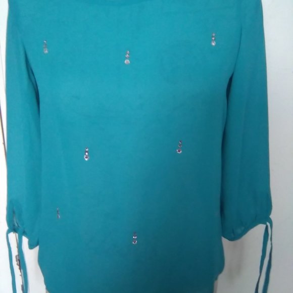 Size Small Jordan blue blouse georgette fabric blouse/top - Picture 2 of 2